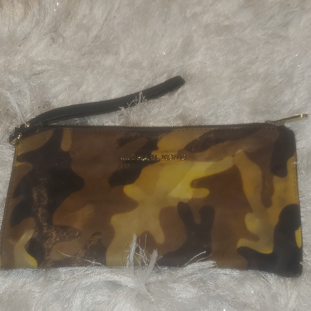 Michael Kors Acid Yellow Camo Wristlet